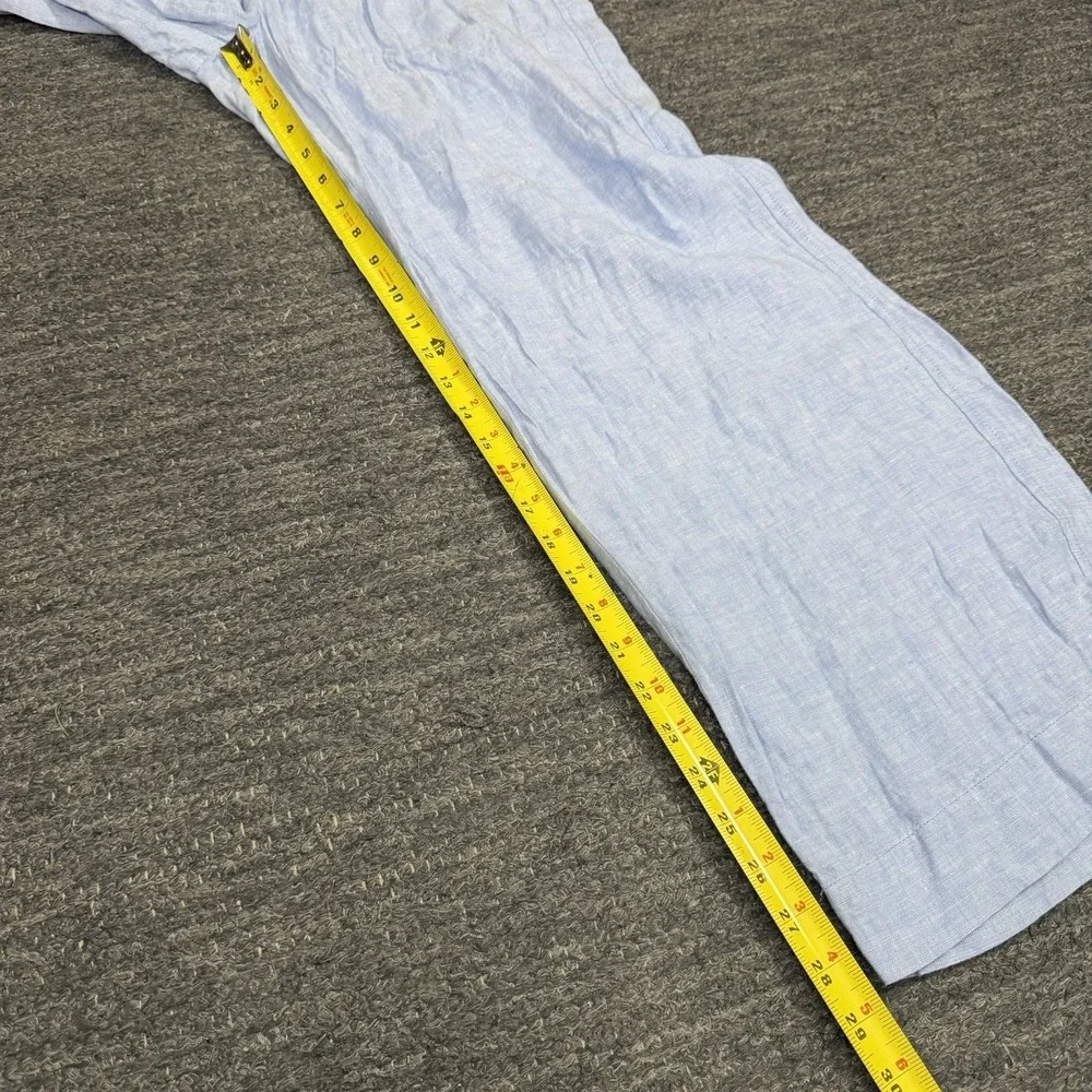 Everlane Linen Set Women 6 Light Blue Wide Leg Pants Beach Resort Nautical Coast